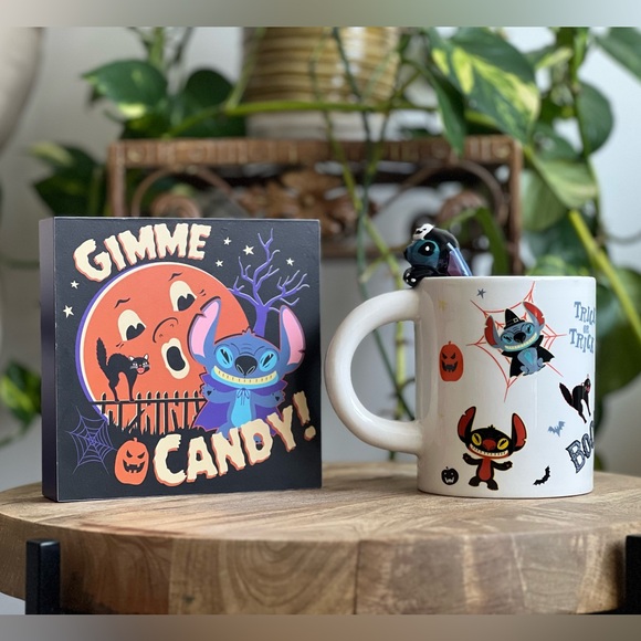 Disney Other - Disney Stitch Halloween Mug and Sign Bundle